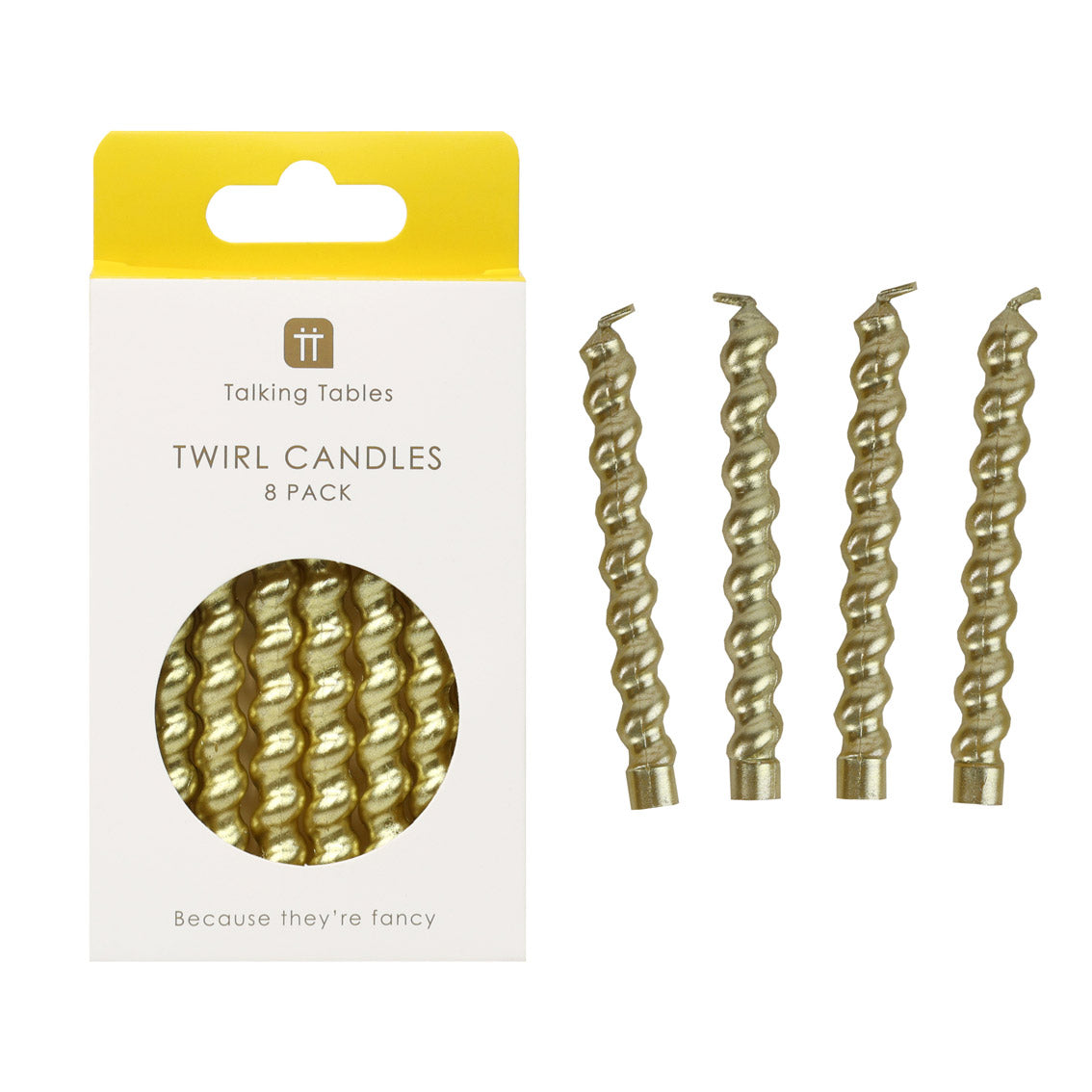 Gold Twirl Candles - 8 Pack