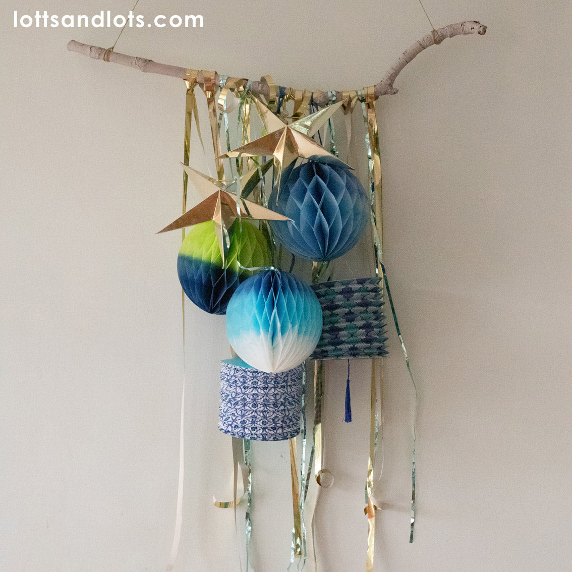 Moroccan Souk Blue Hanging Paper Lanterns - 3 Pack | Outdoor Home Decor |