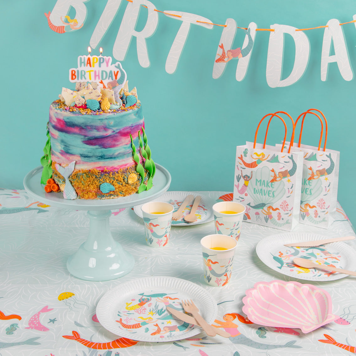 Mermaid 'Happy Birthday' Paper Garland - 3m
