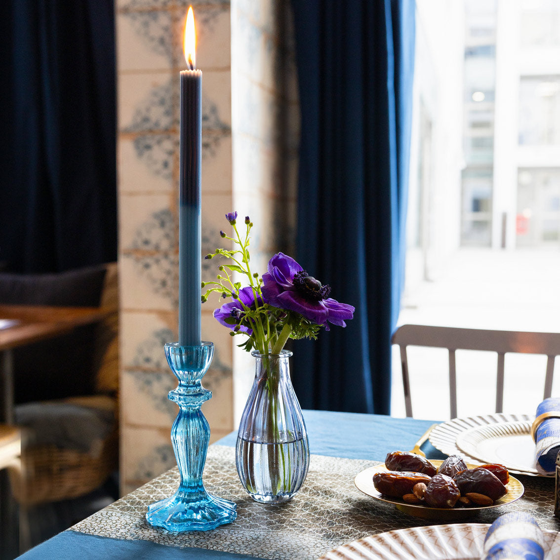 Marble 2 Tone Ombre Blue Dinner Candles - 2 Pack | Dinner Candles |
