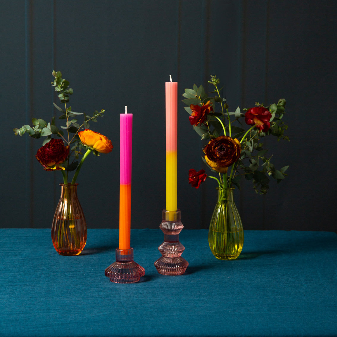 Marble 2 Tone Ombre Wax Dinner Candles Starter Set | Summer Candles |