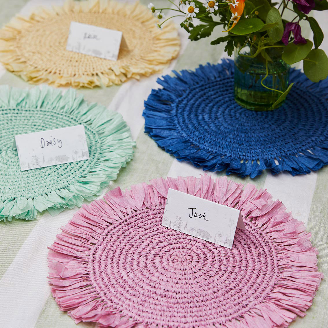 Meadow Blue Raffia Placemat - 2 Pack