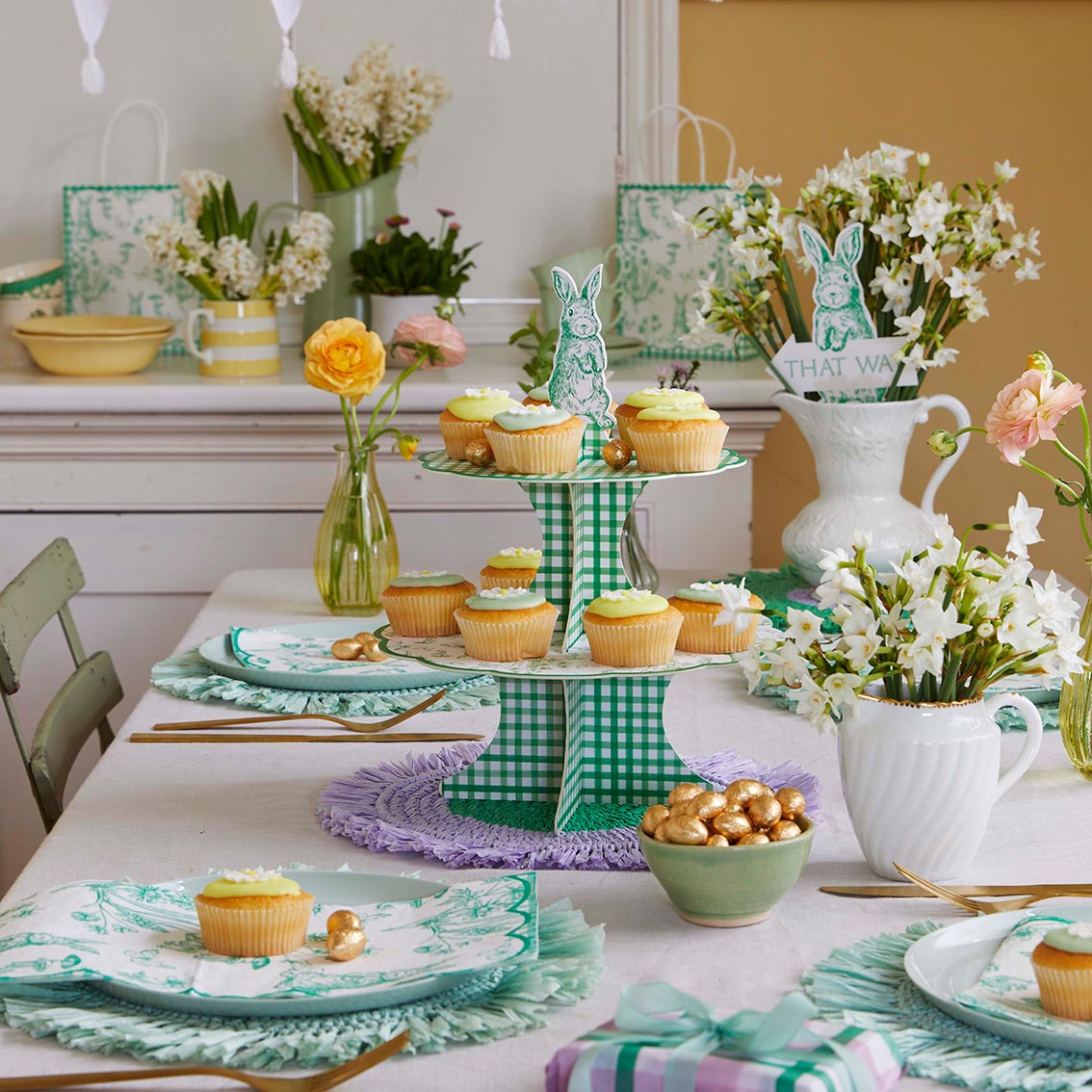 Green Reversible Bunny Cake Stand | Easter Decor |