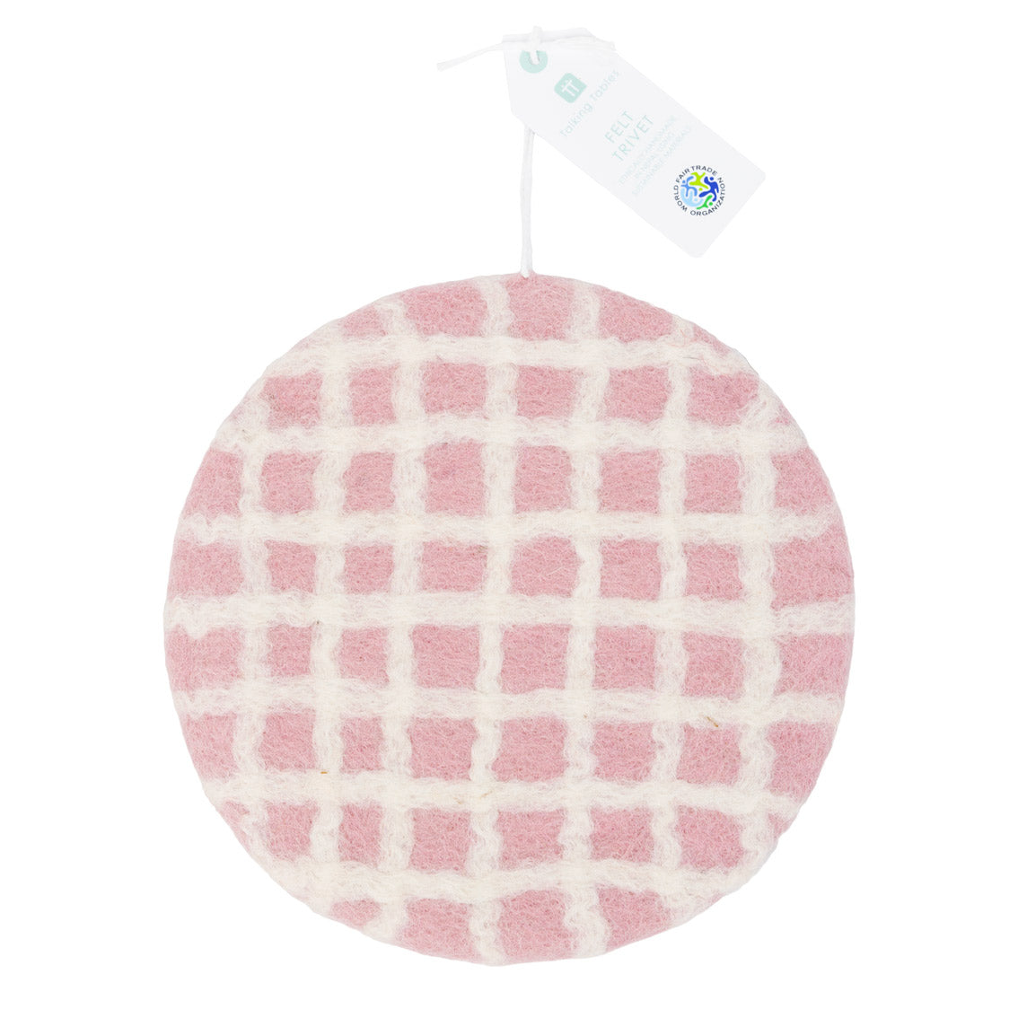 Green, Blue & Pink Checked Felt Trivets  | Summer Tableware |