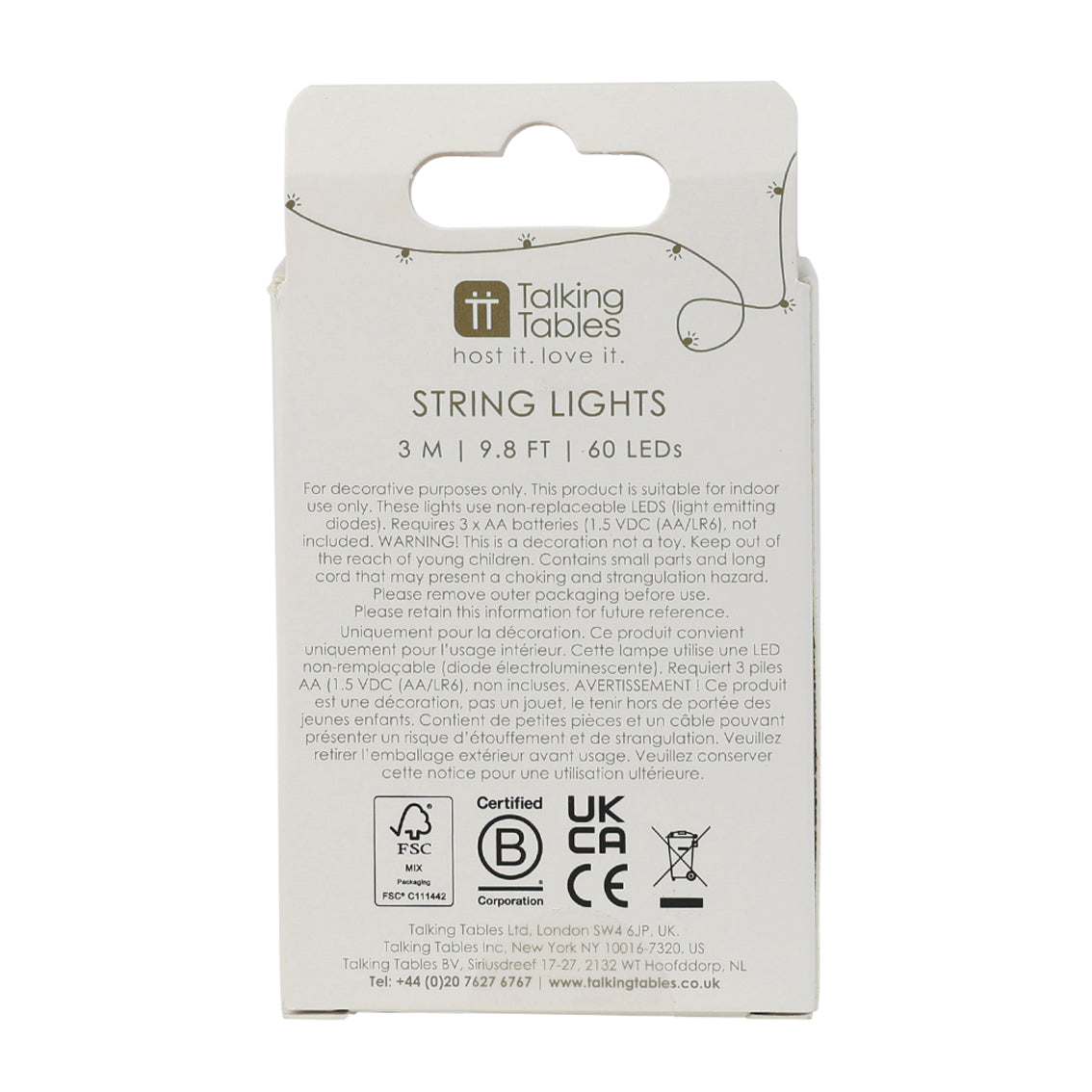 Gold LED String Lights - 3m - Red - Display