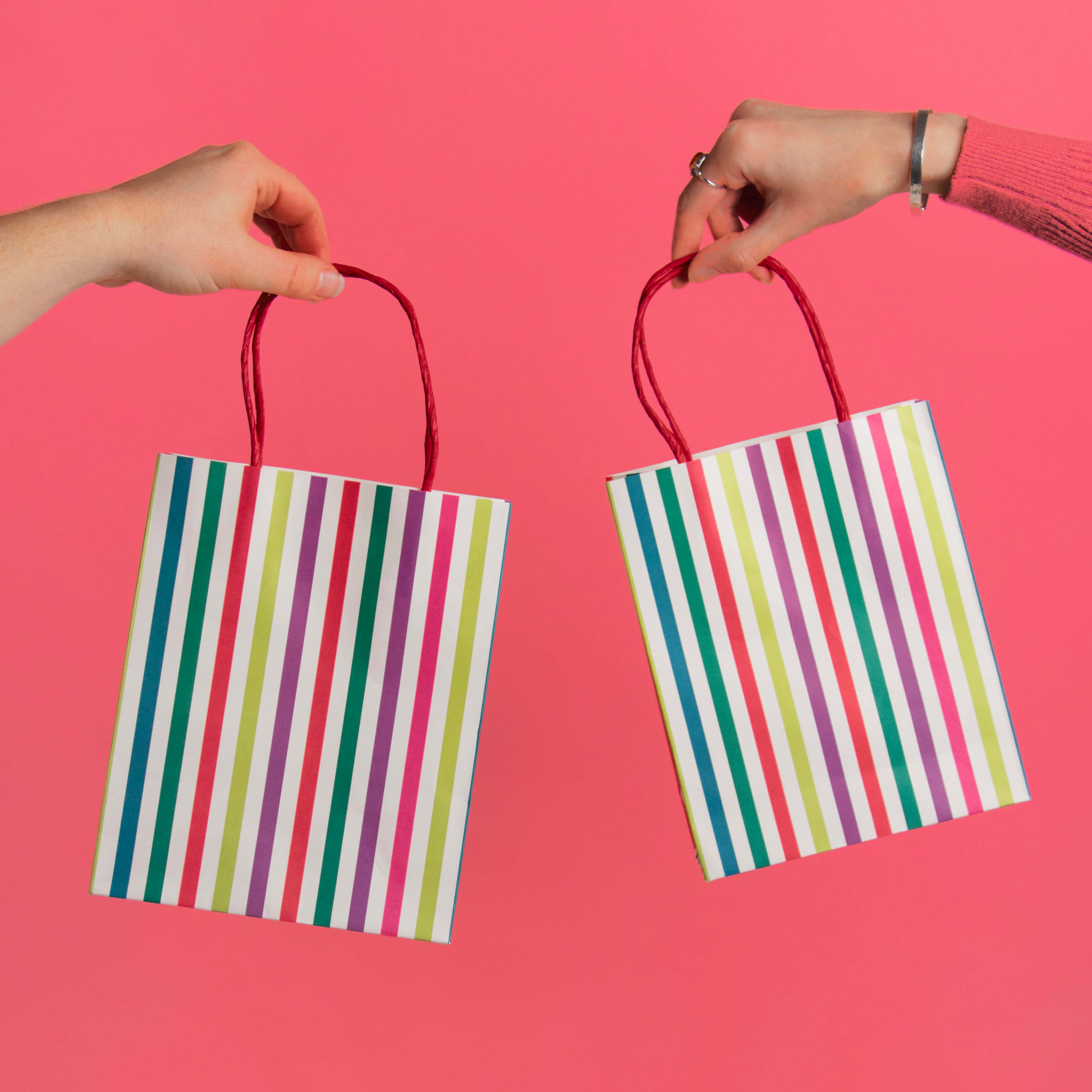 Multi Coloured Stripey Treat Bags - 8 Pack