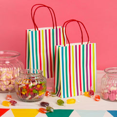 Multi Coloured Stripey Treat Bags - 8 Pack