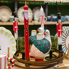 Hand-Painted Bird Ceramic Candle Holders | Christmas Candle Holder |