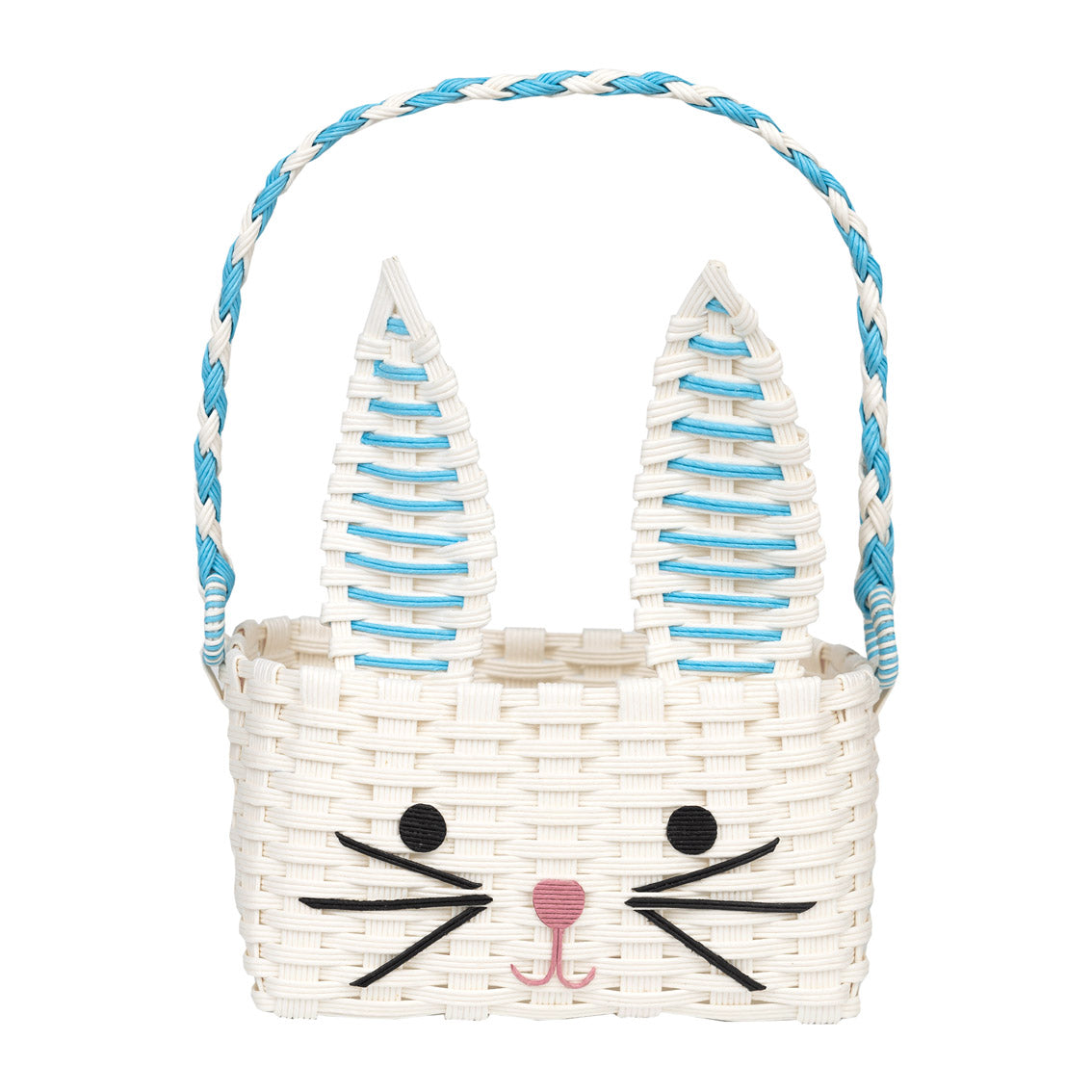Blue & White Recycled Paper Bunny Shaped Basket | Easter Decor |
