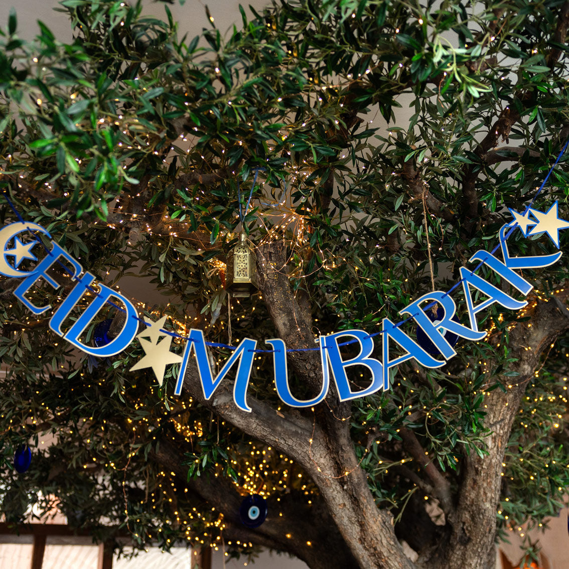 Navy & Gold Eid Mubarak Paper Garland | Party Supplies |