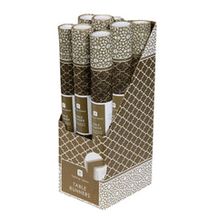 Gold & White Fabric Table Runner - 2m | Party Supplies |