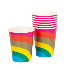 Birthday Brights Rainbow Paper Cups - 8 Pack | Kids Birthday Party |