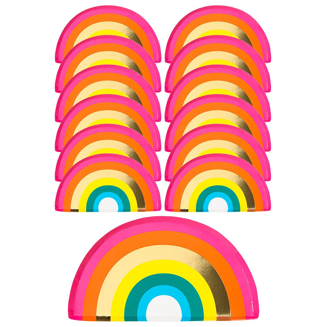 Birthday Brights Rainbow Shaped Plates - 10 Pack | Kids Birthday Party |
