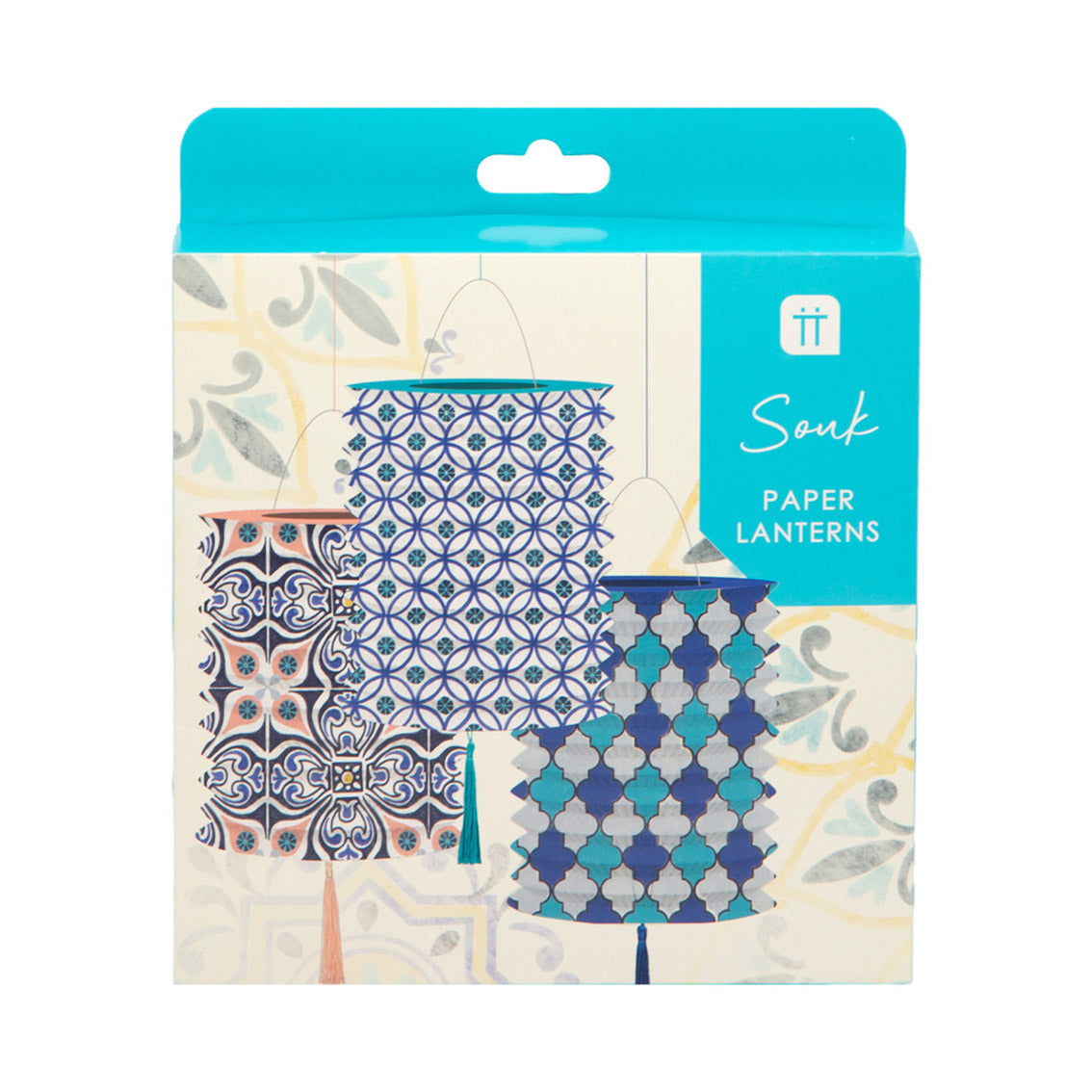 Moroccan Souk Blue Hanging Paper Lanterns - 3 Pack | Outdoor Home Decor |