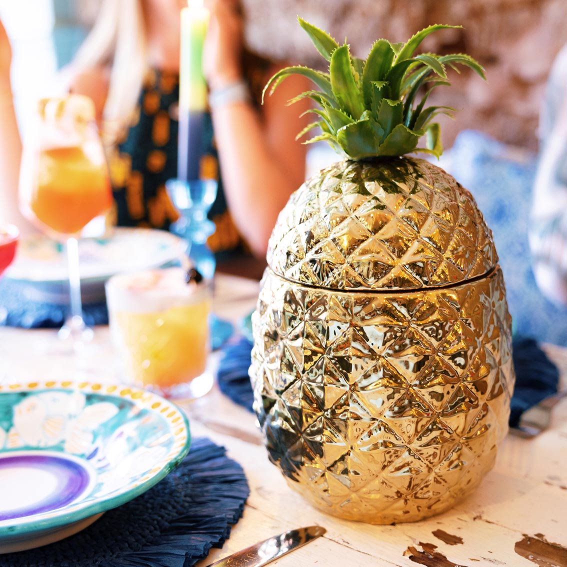 Ceramic Pineapple Ice Bucket | Summer Party Decor |
