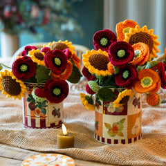 Handmade Orange Poppy Crochet Sprigs Bundle - 18cm | Home Decor |