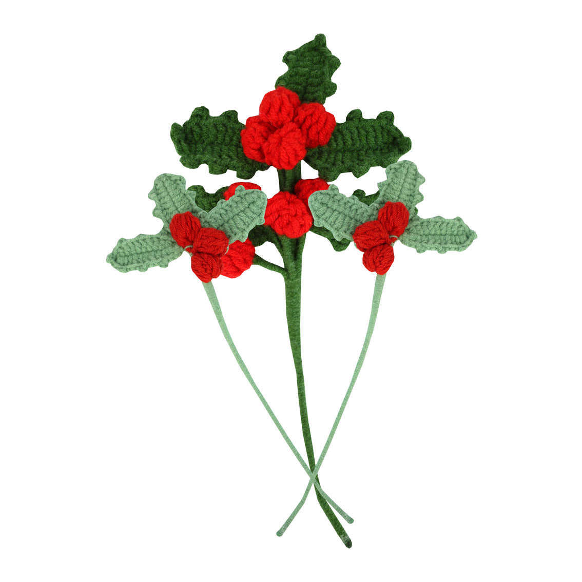 Handmade Holly Christmas Crochet Sprigs Bundle | Seasonal Decor |