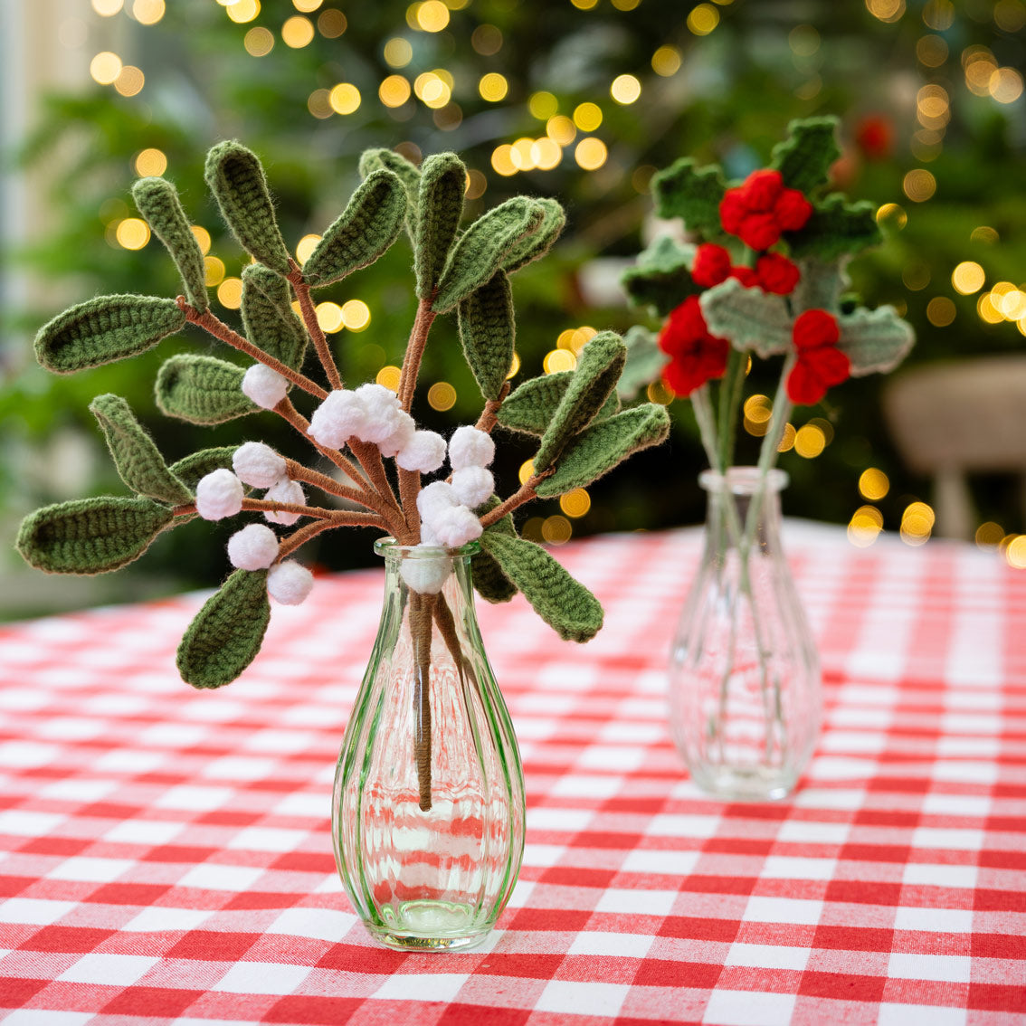 Handmade Mistletoe Christmas Crochet Sprigs Bundle | Seasonal Decor |