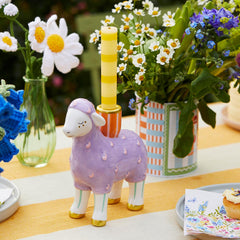 Hand-Painted Lamb Ceramic Candle Holder | Summer Home Decor |