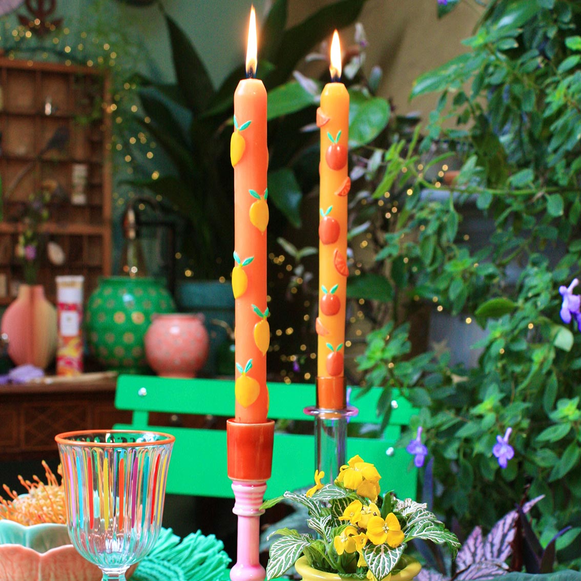 Lemon & Orange Dinner Candles - 2 Pack | Summer Gifts |