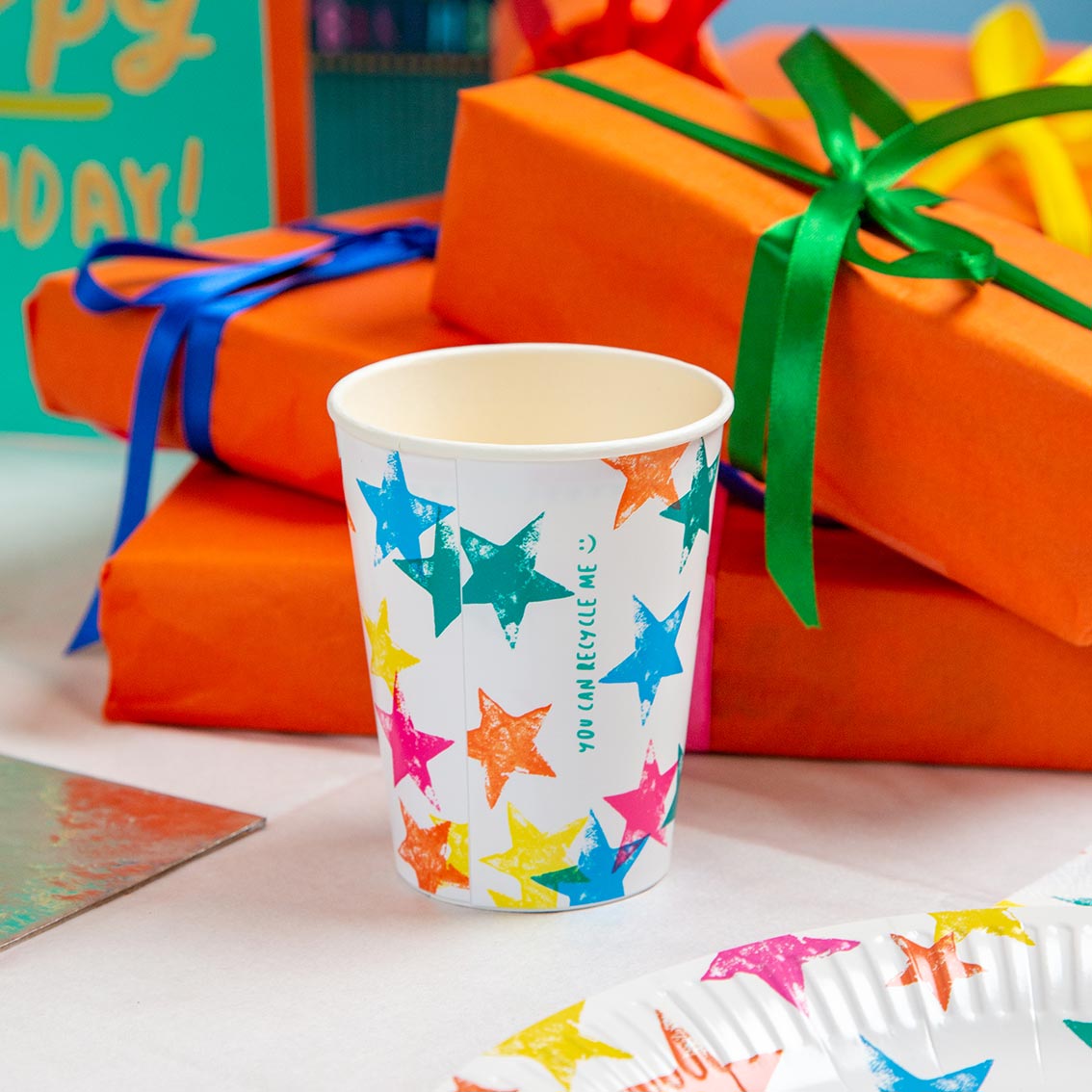 Birthday Brights Rainbow Star Cups - 8 Pack | Kids Birthday Party |