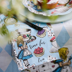 Alice in Wonderland Blue Cocktail Paper Napkins - 20 Pack | Tea Party Decor |