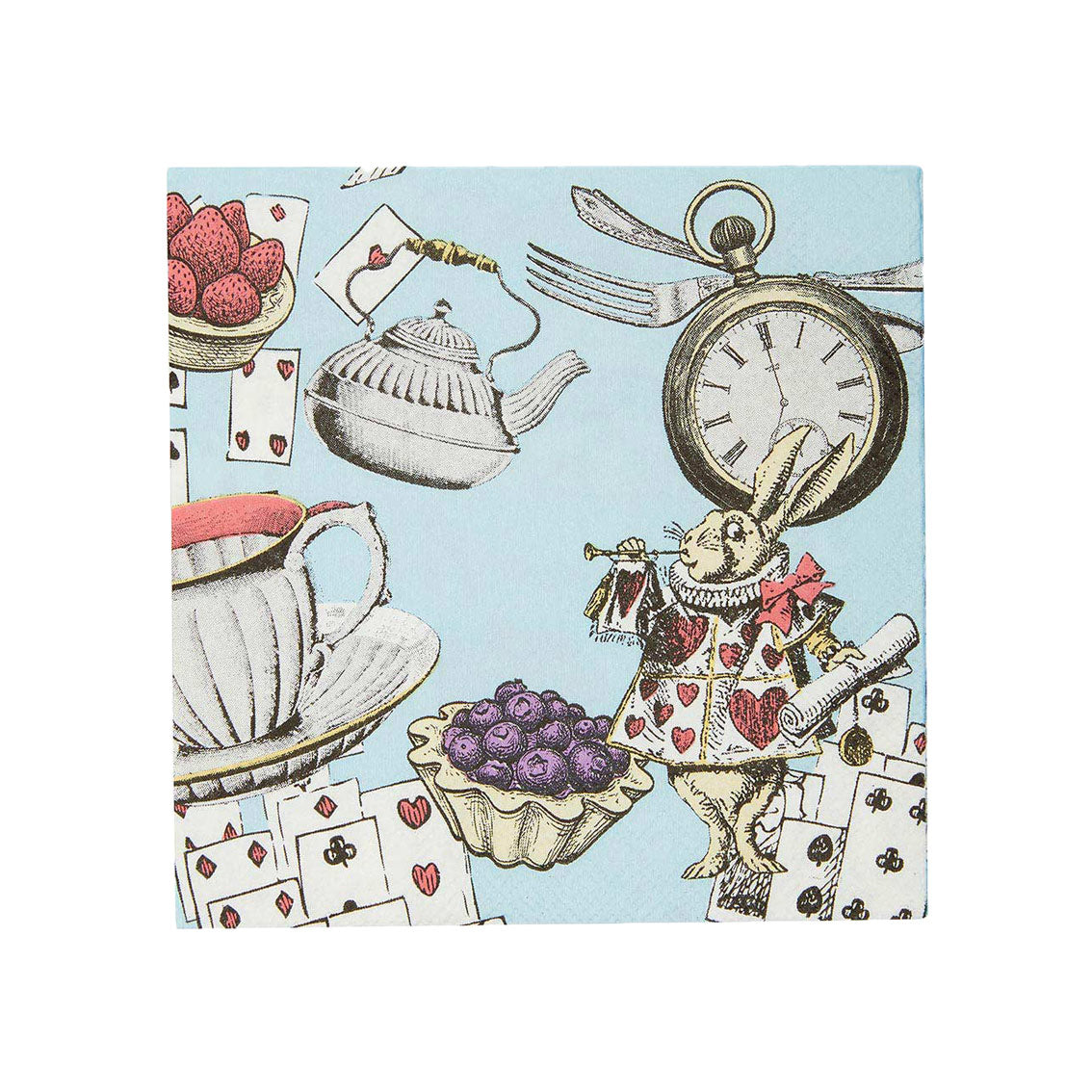 Alice in Wonderland Blue Cocktail Paper Napkins - 20 Pack | Tea Party Decor |