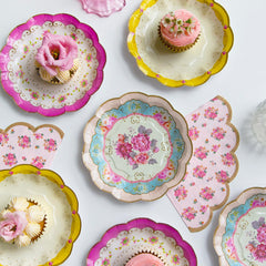 Floral Pattern Paper Plates - 24 Pack  | Tea Party Decor |