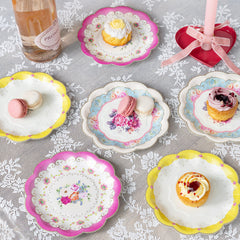 Floral Pattern Paper Plates - 24 Pack  | Tea Party Decor |