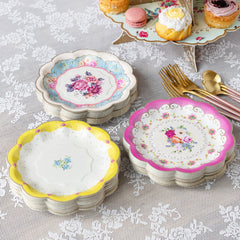 Floral Pattern Paper Plates - 24 Pack  | Tea Party Decor |