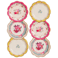 Floral Pattern Paper Plates - 24 Pack  | Tea Party Decor |