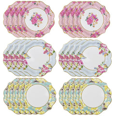 Floral Paper Plates - 24 Pack | Tea Party Decor |