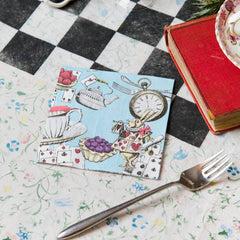 Alice in Wonderland Blue Cocktail Paper Napkins - 20 Pack | Tea Party Decor |