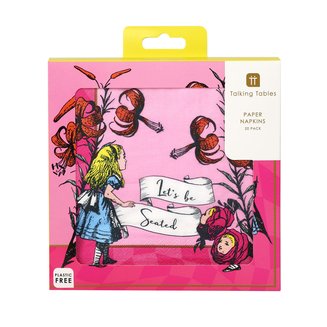 Alice in Wonderland Bright Pink Paper Napkins - 20 Pack | Party Napkins |