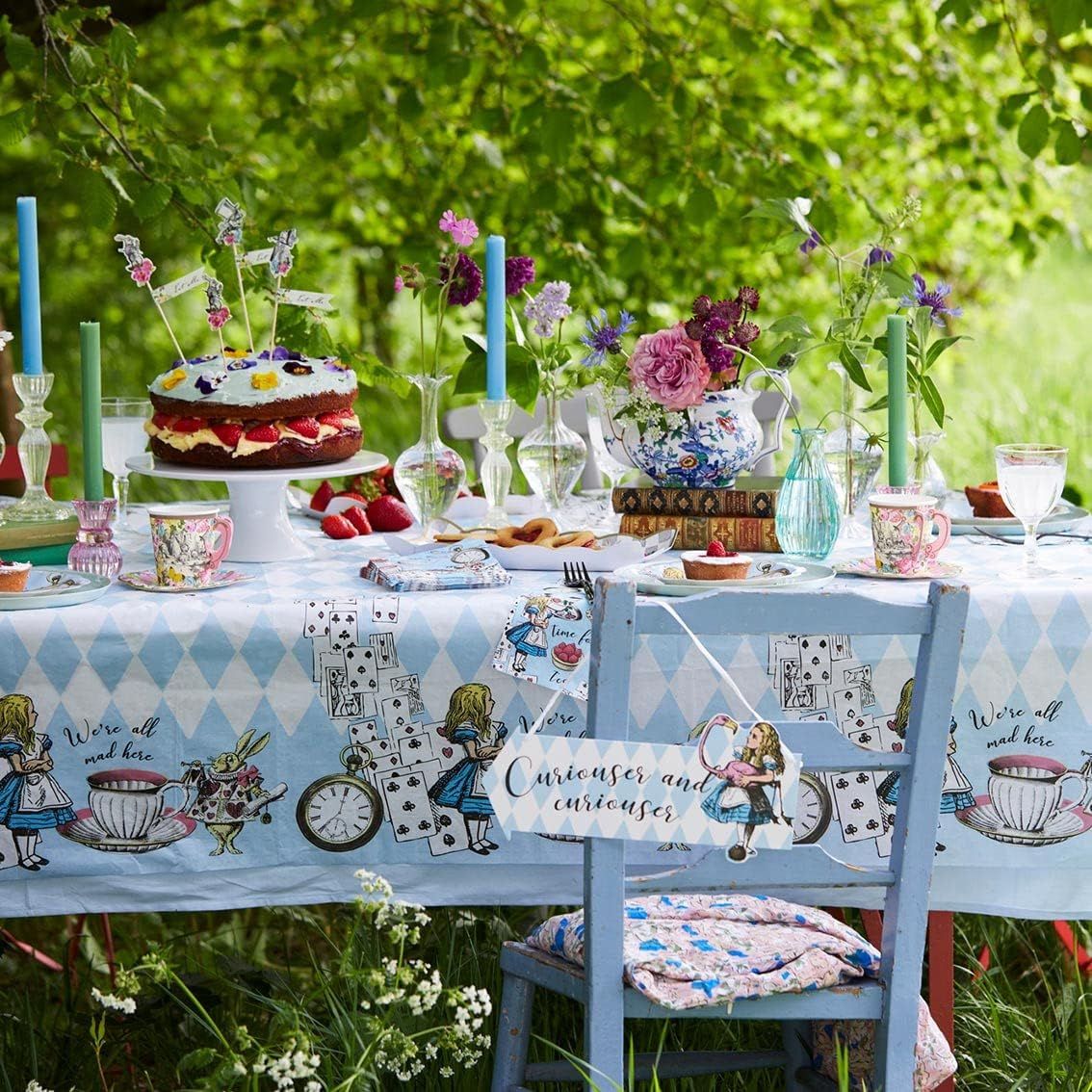 Alice Blue Round Paper Plates - 24 Pack | Tea Party Decor |