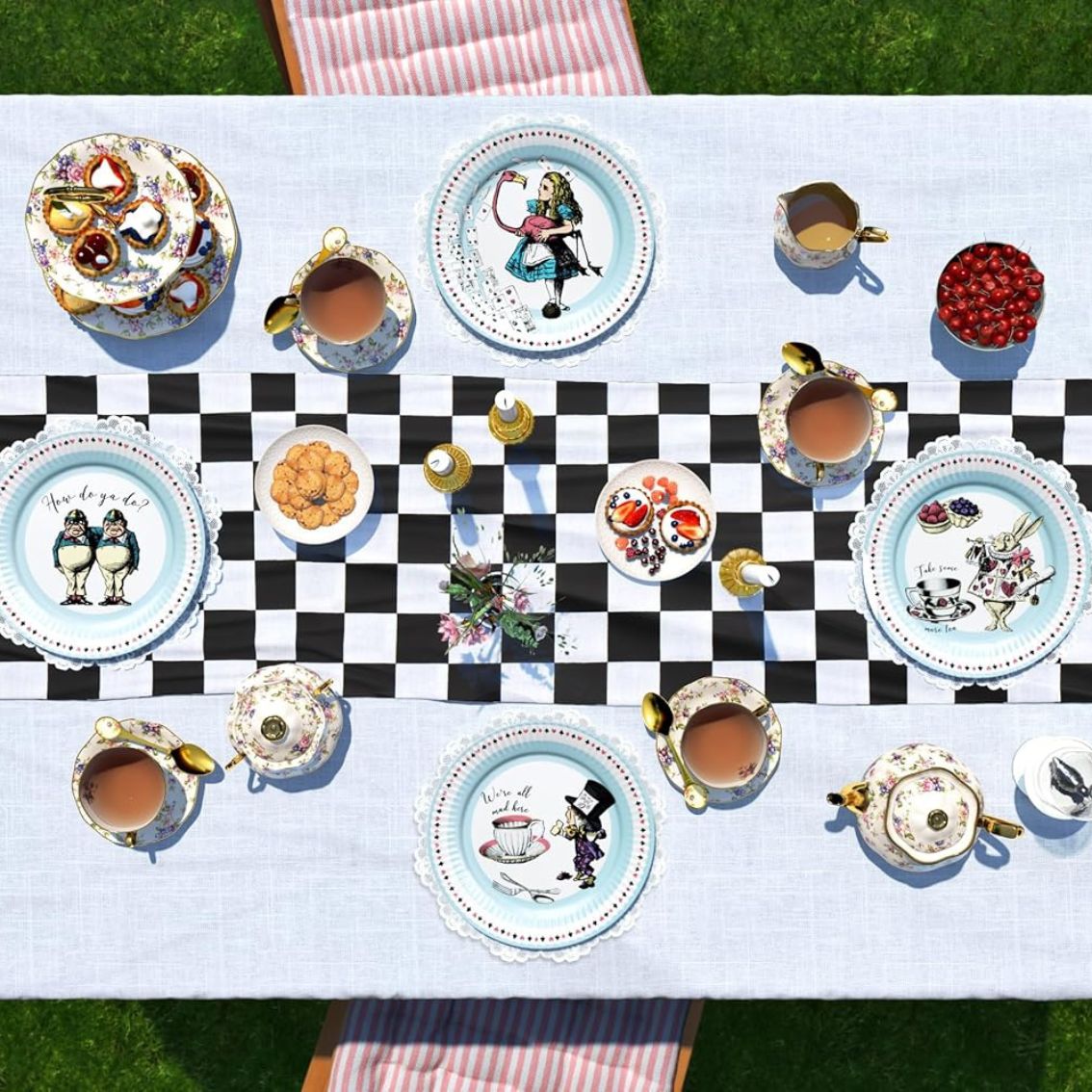 Alice Blue Round Paper Plates - 24 Pack | Tea Party Decor |