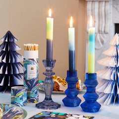 Navy Glass Candle Holder | Home Decor |