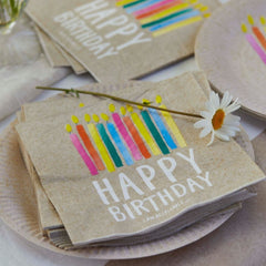 Happy Birthday Candles Paper Napkins - 20 Pack | Birthday Napkins |